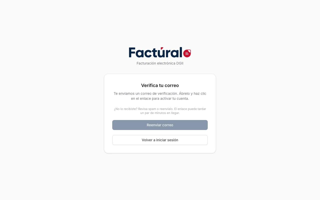 Pantalla verify-email pidiendo confirmar el correo